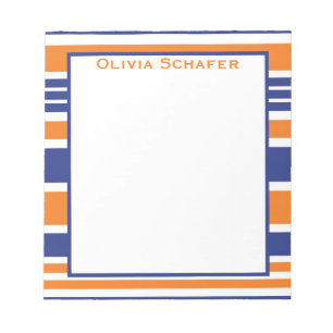 Streep Sinaasappel en marineblauw Notitieblok