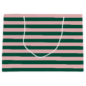 Streepje kerstfeestdag groen en roze groot cadeauzakje (Voorkant)