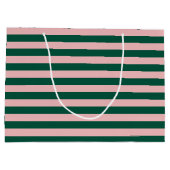 Streepje kerstfeestdag groen en roze groot cadeauzakje (Achterkant)
