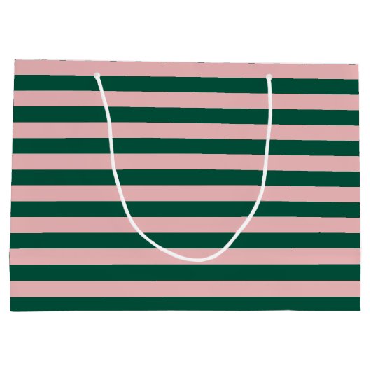 Streepje kerstfeestdag groen en roze groot cadeauzakje (Achterkant)