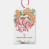 Streepje met de liefdeskerstkoekjesfeestdag cadeaulabel (Voorkant)