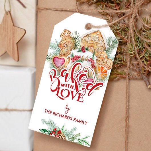 Streepje met de liefdeskerstkoekjesfeestdag cadeaulabel