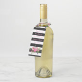 Streepjes en bloemen Wijnflestag Flessenhanger (Schuin)