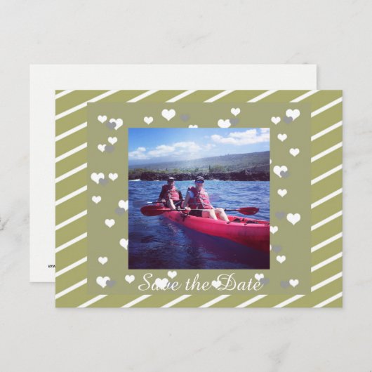 Streepjes en hart opslaan Datum Aankondigingskaart (Voorkant / Achterkant)