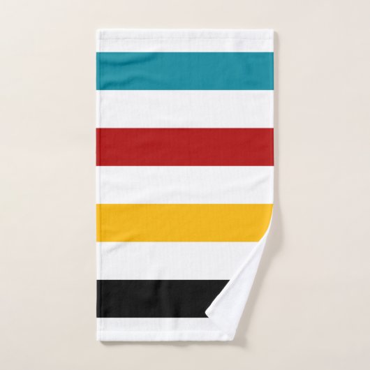 Streepjes in wit, turkooistisch, rood, geel en zwa bad handdoek (Handdoek)
