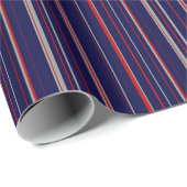 Streepjes, kleuren rood, marine, grijs cadeaupapier (Rol Hoek)
