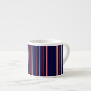 Streepjes, kleuren rood, marine, grijs espresso kop
