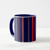Streepjes, kleuren rood, marine, grijs mok (Voorkant links)