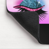  streepjes - Roze en Blauwe glitter Muismat (Hoek)