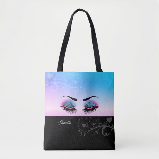  streepjes - Roze en Blauwe glitter Tote Bag (Voorkant)