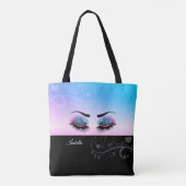  streepjes - Roze en Blauwe glitter Tote Bag (Achterkant)