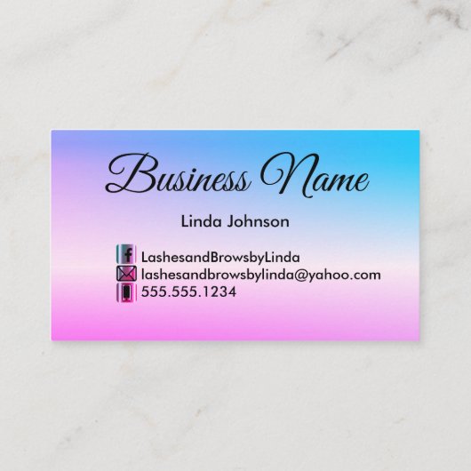  streepjes - Roze en Blauwe glitter Visitekaartje (Achterkant)