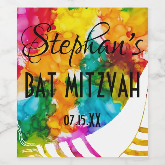 Streepjesbat Mitzvah Splash van het etiket van de (Enkel label)