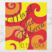 Streepjesbat Mitzvah Wine Etiket Warm Swirls (Enkel label)