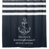 Streepjesbeach of Lake met Nautical Anchor Family  Douchegordijn (Voorkant)