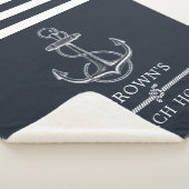 Streepjesbeach of Lake met Nautical Anchor Family  Sherpa Deken (3/4)