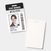 Streepjescode Bedrijfslogo Foto Personeelskaart Badge (Front & Back)