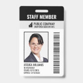 Streepjescode Bedrijfslogo Foto Personeelskaart Badge (Front)