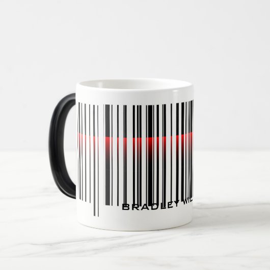 Streepjescode en Laseraftasten Magische Mok (Voorkant links)