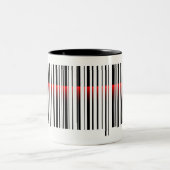 streepjescode en rode laserscanning tweekleurige koffiemok (Center)