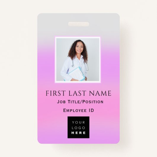 Streepjescode Foto Ombre ID Gezondheidszorg Arts V Badge (Voorkant)