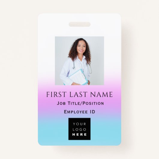 Streepjescode Fotonaam ID Kaart Arts Verpleegkundi Badge (Voorkant)