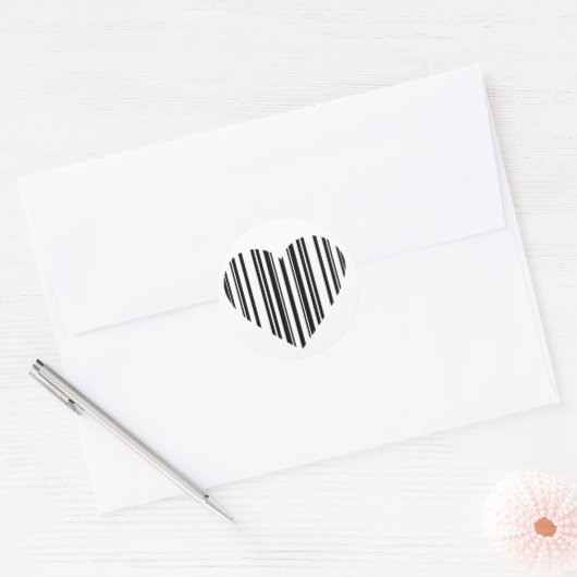 Streepjescode hart ronde sticker (Envelop)