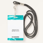 Streepjescode-ID Fotosjabloon Blauwgroen groen mar Badge (Achterkant met draagriem)