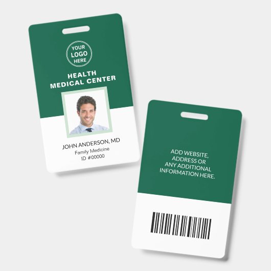 Streepjescode ID Medische Kliniek Dokter Groen Badge (Voor- en achterkant)