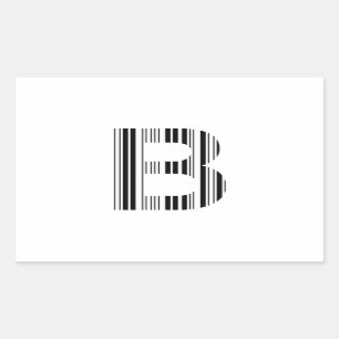 STREEPJESCODE LETTER B Eerste Initiaal Streepjesco Rechthoekige Sticker