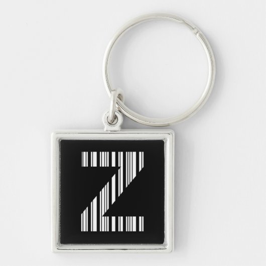 STREEPJESCODE LETTER Z Eerste Initiaal Barcodepatr Sleutelhanger (Voorkant)