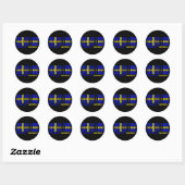 Streepjescode Vlag Kleuren ZWEDEN Ontwerp Ronde Sticker (Vel)