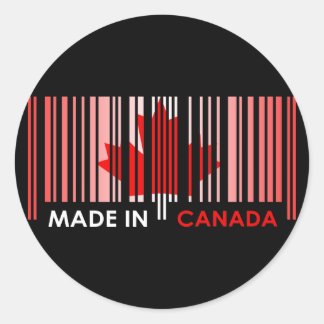 Streepjescode Vlagkleur CANADA Donker Ontwerp Ronde Sticker