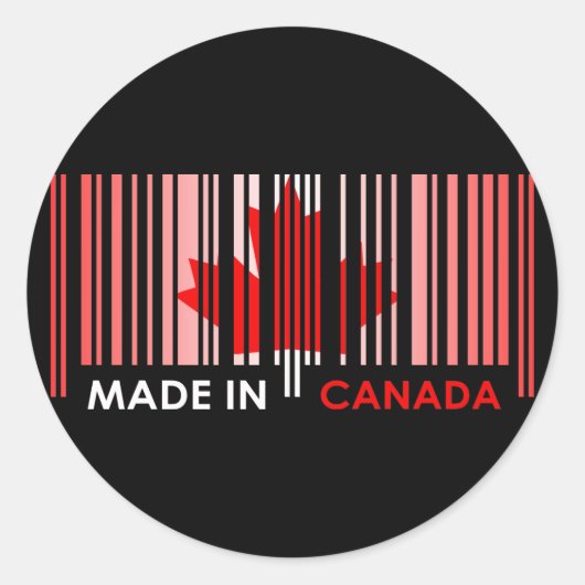 Streepjescode Vlagkleur CANADA Donker Ontwerp Ronde Sticker (Voorkant)