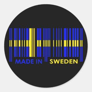 Streepjescode Vlagkleuren ZWEDEN-ontwerp Ronde Sticker