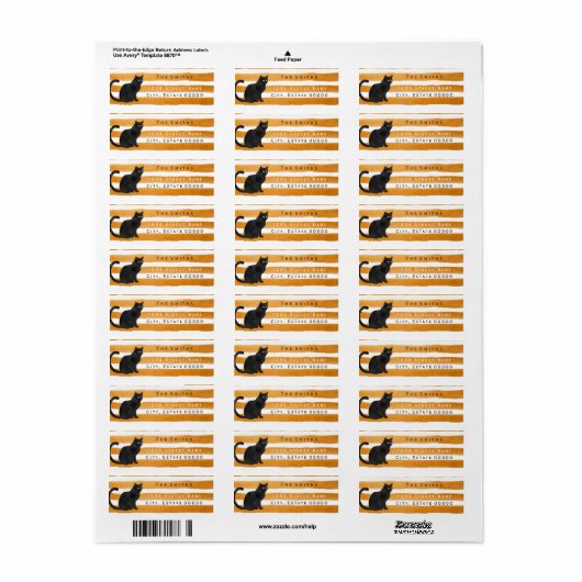 Streepjeslabel voor zwarte katten etiket (Full Sheet)
