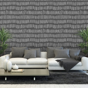 Streepjeslijnen verticaal grijs behang