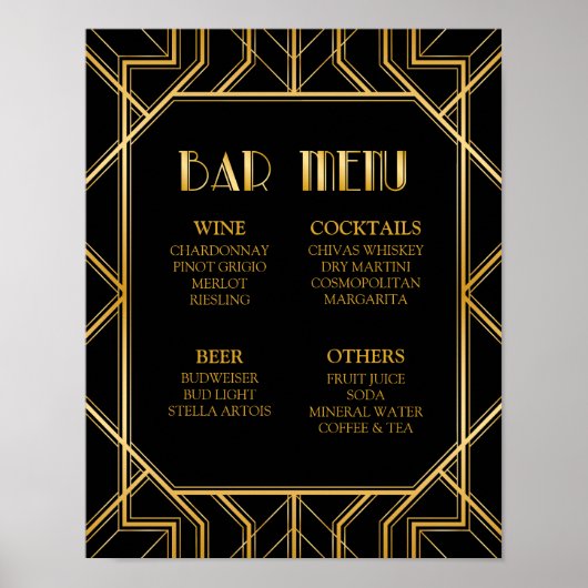 Streepjesmenu Bindteken | Gatsby Art Deco Poster (Voorkant)