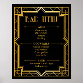 Streepjesmenu Bindteken | Gatsby Art Deco Poster