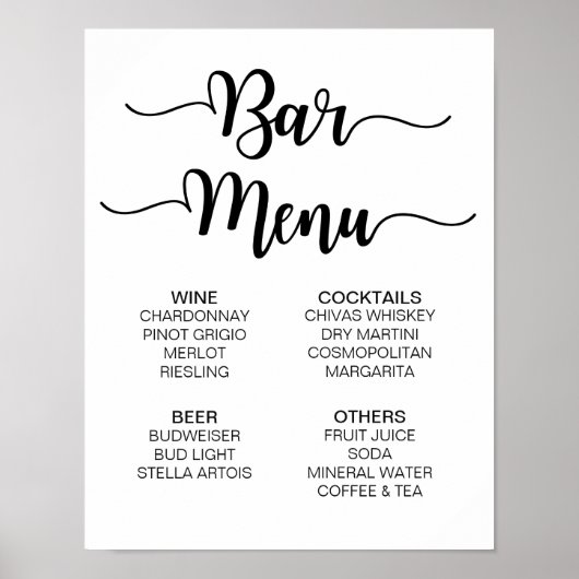 Streepjesmenu Bindteken | Moderne kalligrafie Poster (Voorkant)