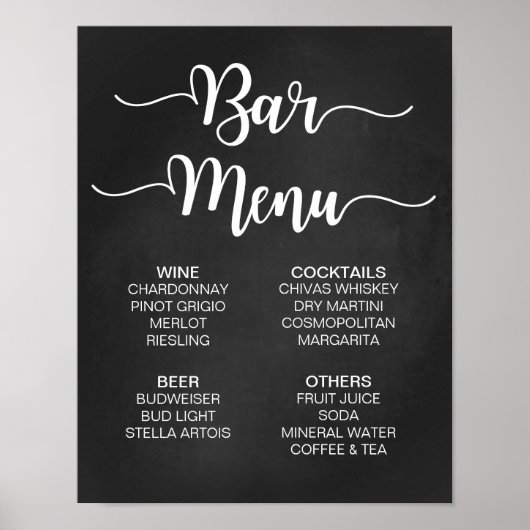 Streepjesmenu Bindteken | Moderne kalligrafie Poster (Voorkant)