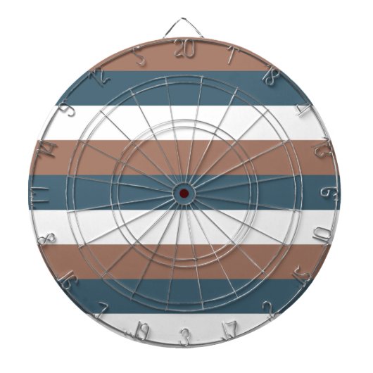 Streepjespatroon Blauwgroen Mocha Wit Dartbord (Voorkant)