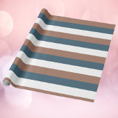 Streepjespatroon Mocha Bruin Blauwgroen Wit Cadeaupapier