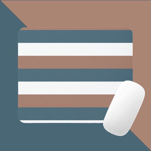 Streepjespatroon Mocha Bruin Blauwgroen Wit Muismat