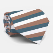 Streepjespatroon Mocha Bruin Blauwgroen Wit Stropdas (Opgerold)