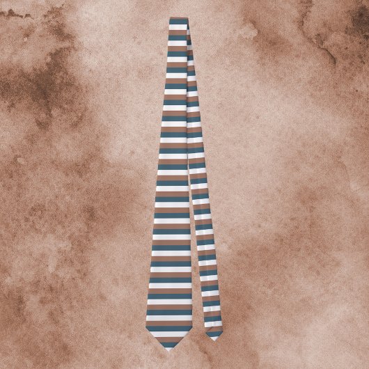 Streepjespatroon Mocha Bruin Blauwgroen Wit Stropdas