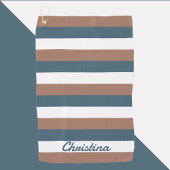 Streepjespatroon Personaliseer Blauwgroen bruin wi Golfhanddoek