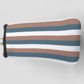 Streeppatroon Blauwgroen Bruin Wit Golfheadcover (Voorkant)