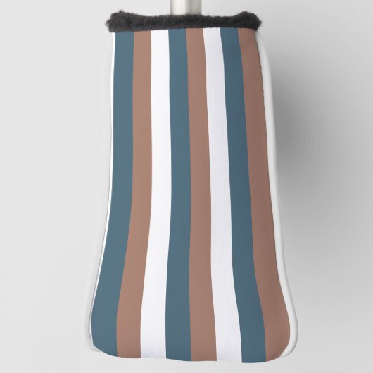 Streeppatroon Blauwgroen Bruin Wit Golfheadcover (Draai 90)