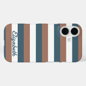 Streeppatroon Bruin Blauwgroen Wit Personaliseren Case-Mate iPhone Case (Achterkant (horizontaal))